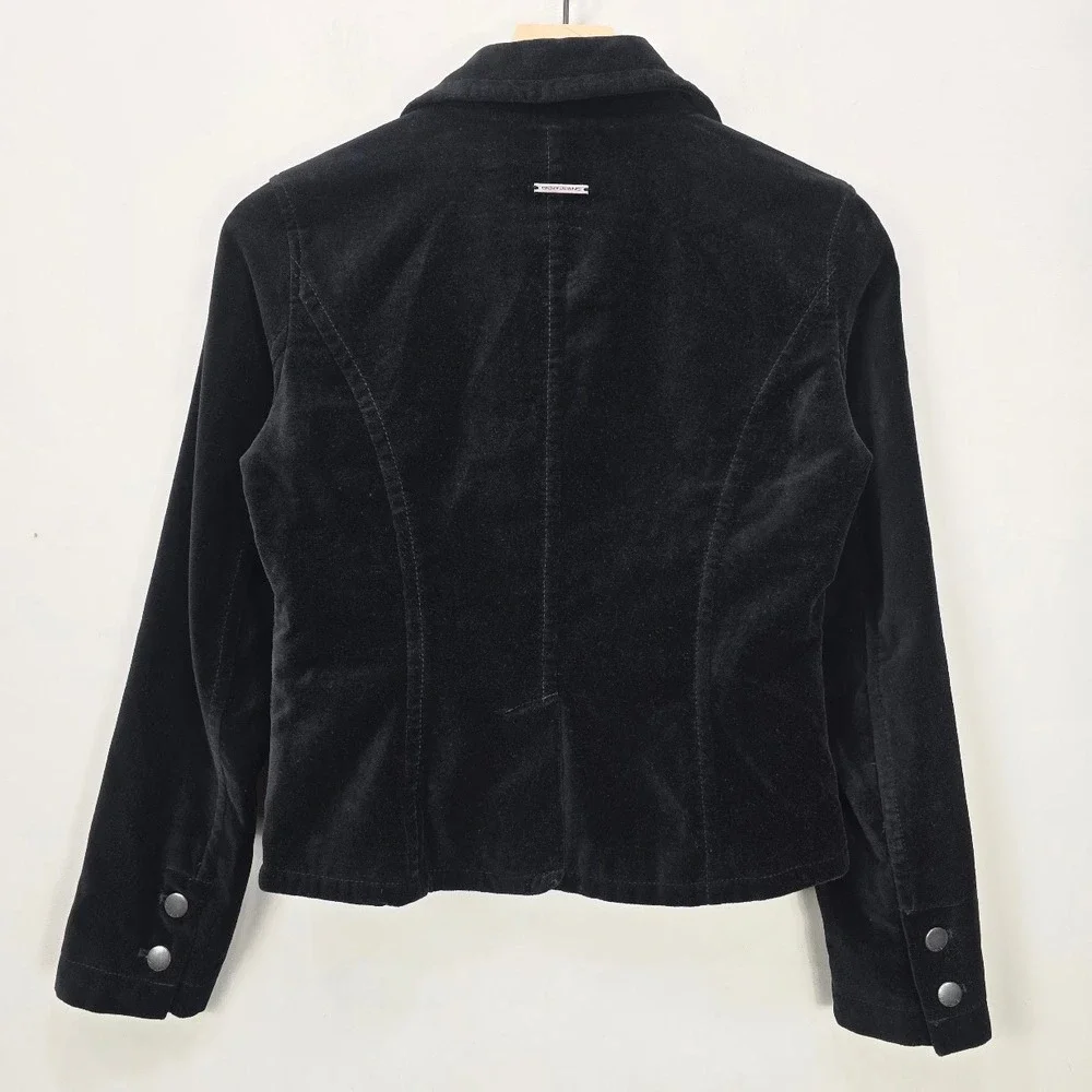DKNY Velvet Jacket Black XS/S Petite Corporate Goth Dark Academia Office Grunge